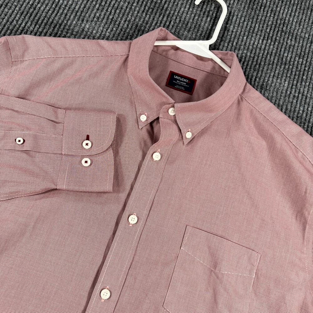 UNTUCKit Shirt Mens 2XL XXL Red Check Long Sleeve Button Down Casual Work Dress